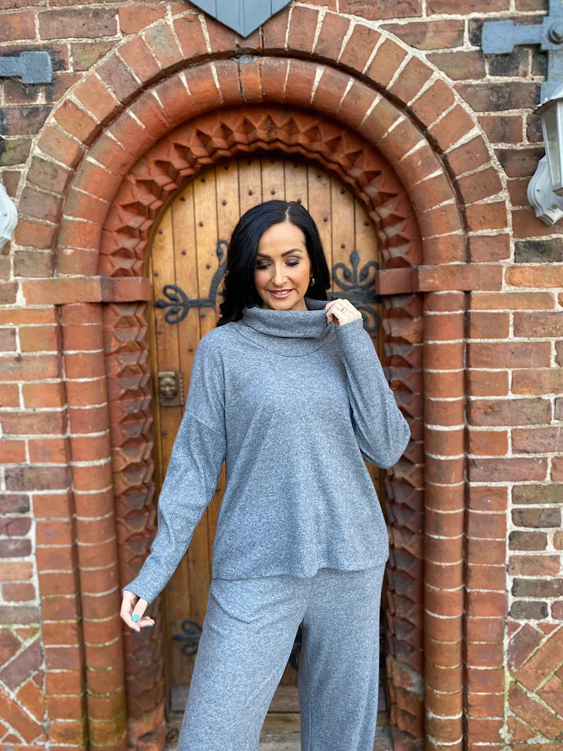 Grey Soft Cowl Neck Jumper Lucy