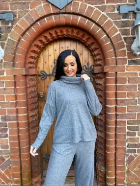 Grey Soft Cowl Neck Jumper Lucy