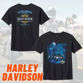 Harley Davidson  |Crew Neck Pullovers Street Style Cotton Short Sleeves