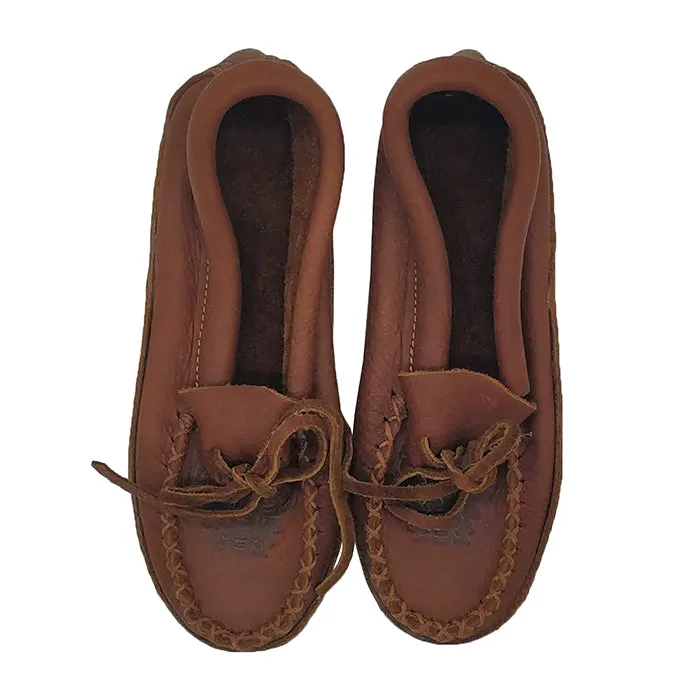 Hides In Hand Woman Embossed Moccasin Slippers Brown