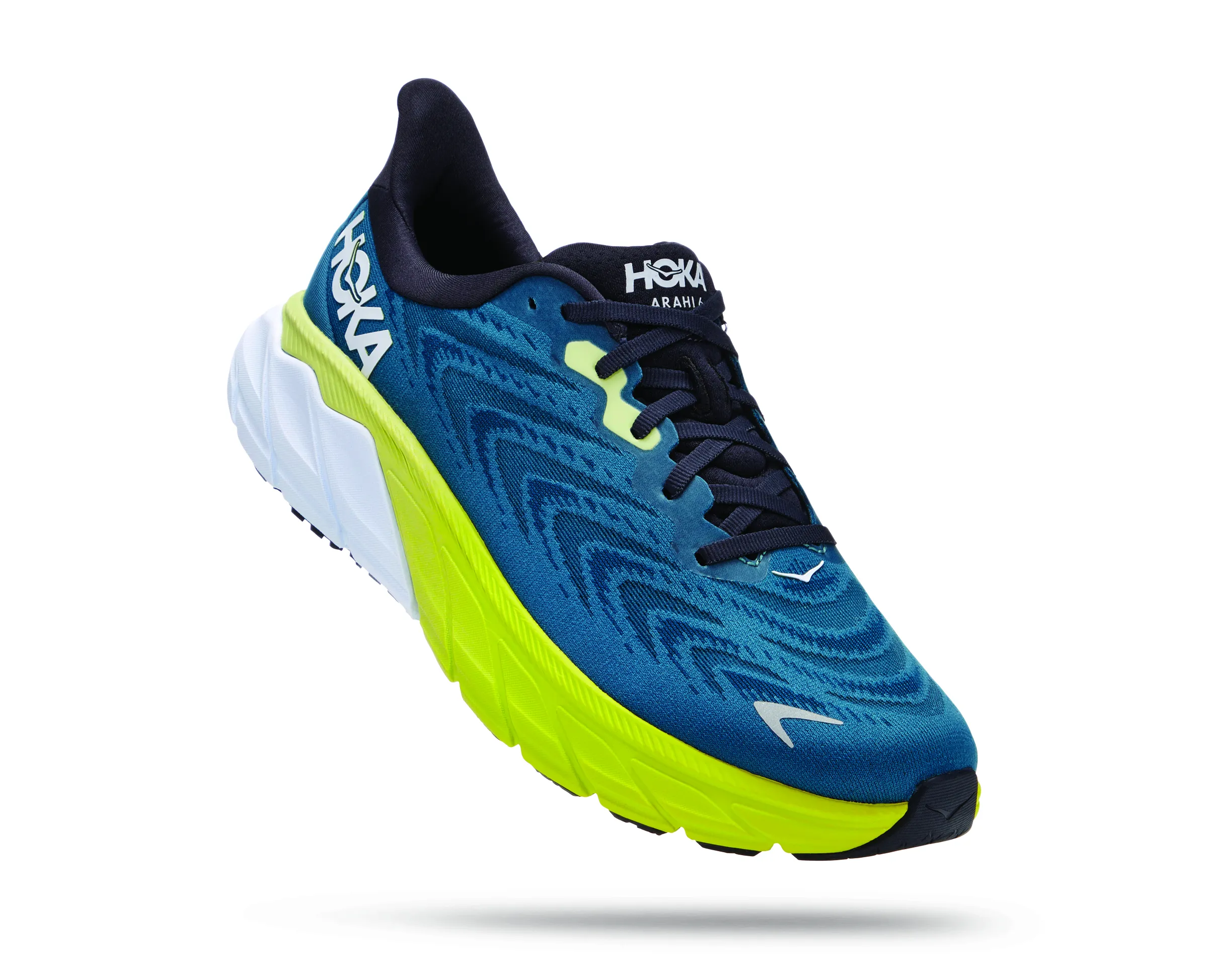 Hoka Mens Arahi 6 Lightweight Support Sneaker **Wide Width**- Blue Graphite/Blue Coral