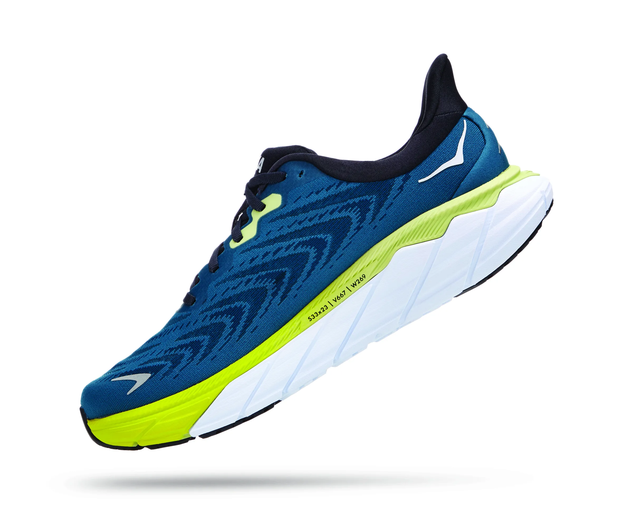 Hoka Mens Arahi 6 Lightweight Support Sneaker **Wide Width**- Blue Graphite/Blue Coral