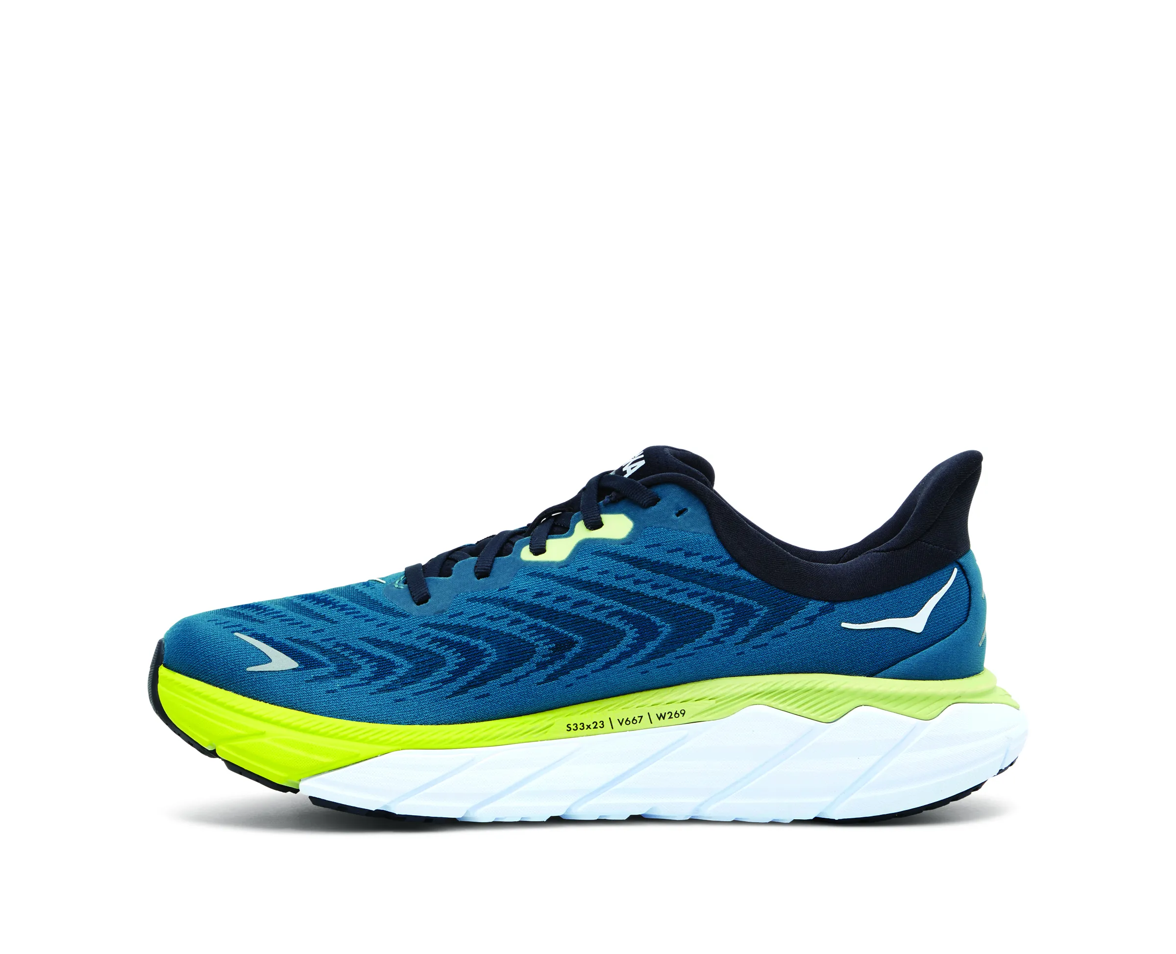 Hoka Mens Arahi 6 Lightweight Support Sneaker **Wide Width**- Blue Graphite/Blue Coral