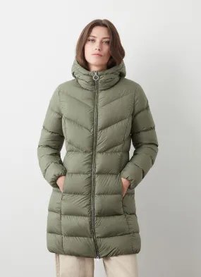 Hooded matte-fabric down jacket -