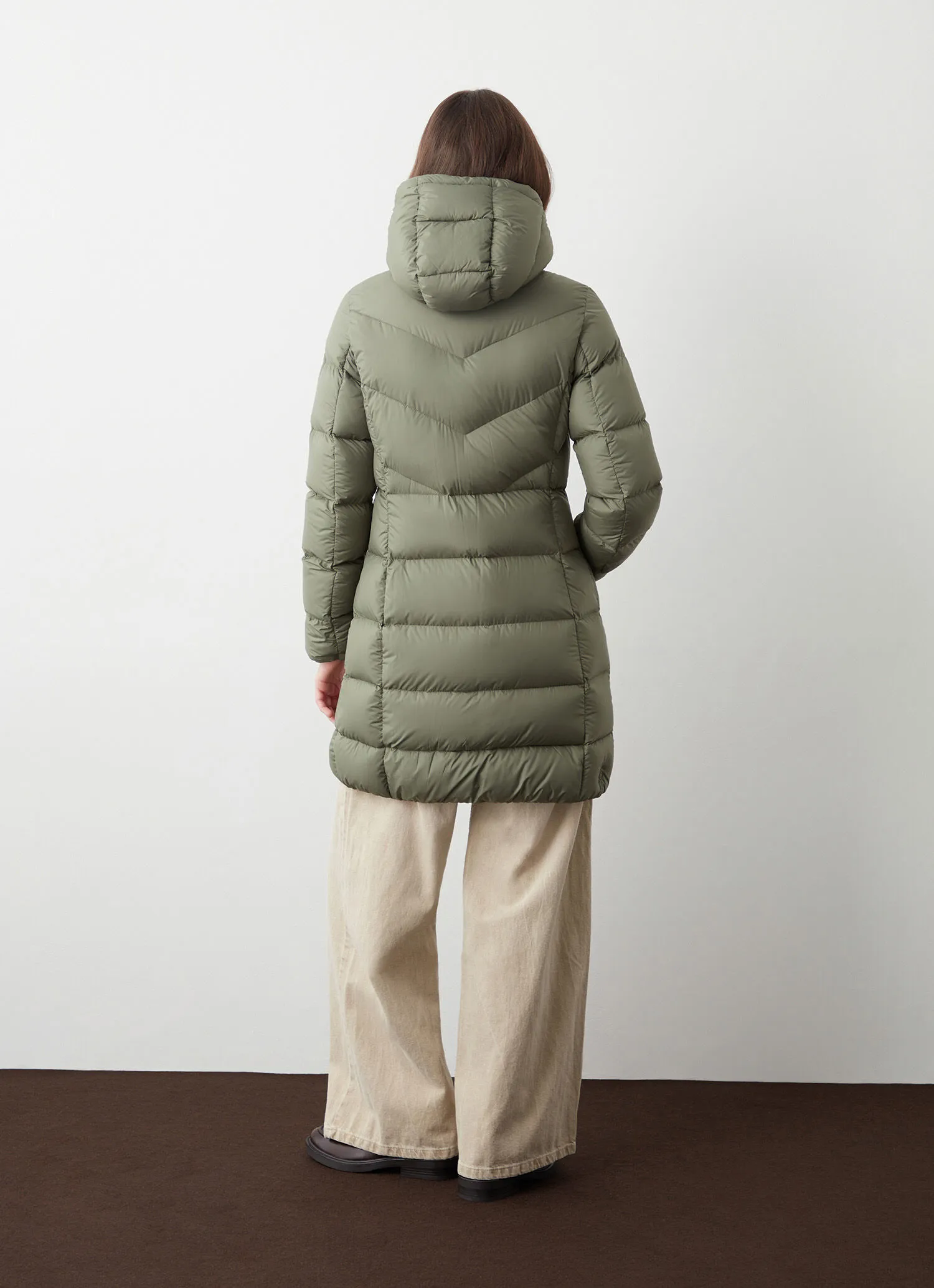 Hooded matte-fabric down jacket -