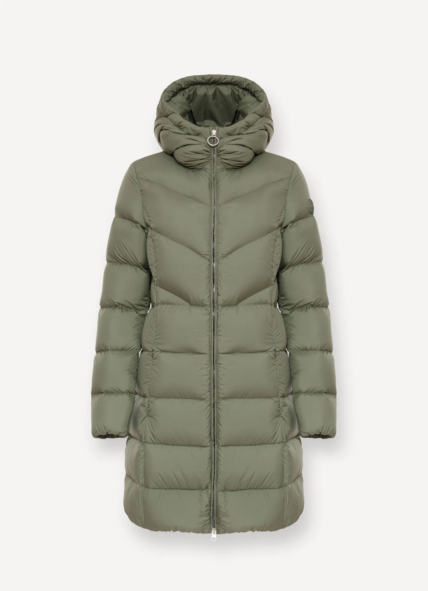 Hooded matte-fabric down jacket -