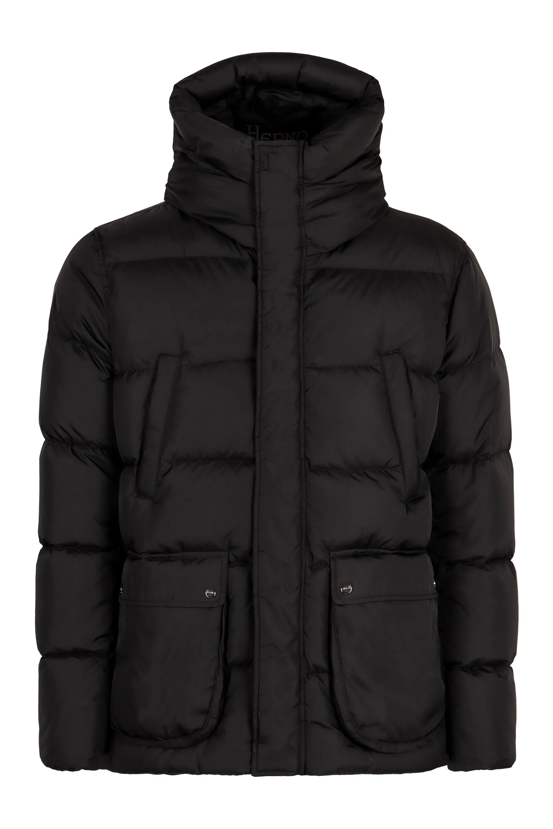 HOODED NYLON DOWN JACKET