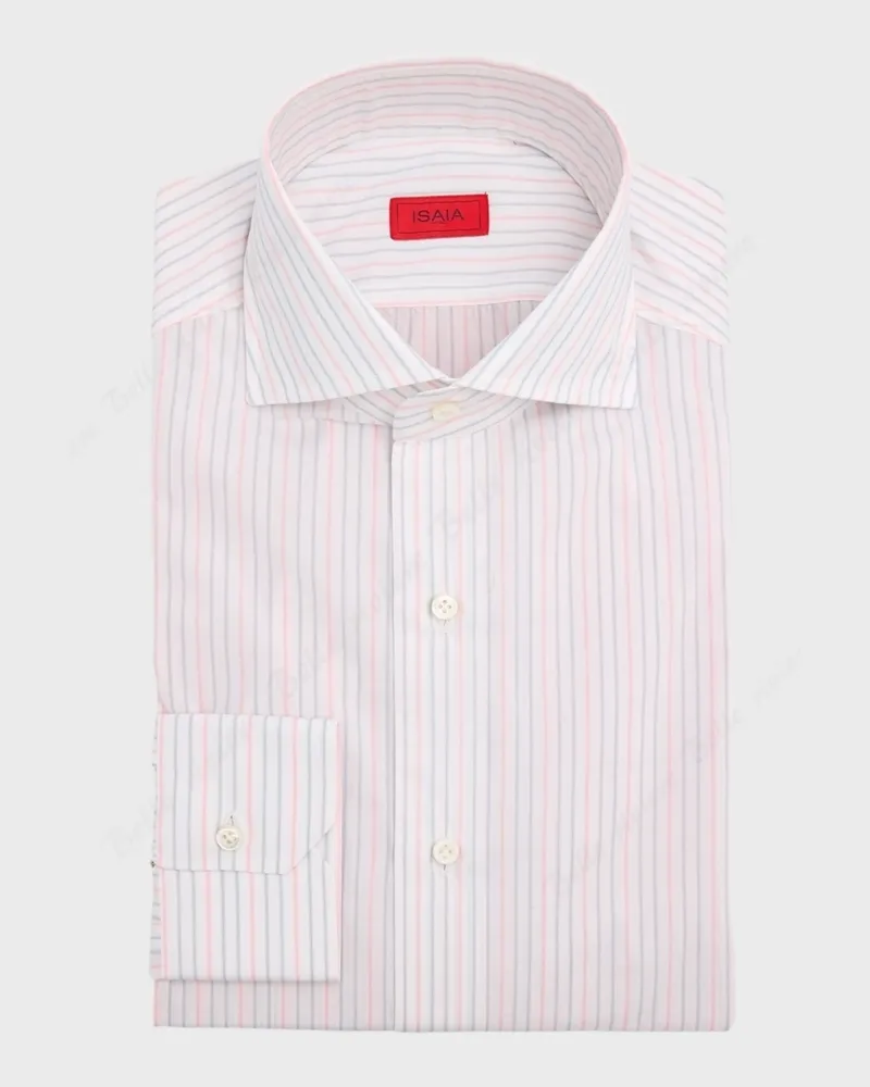 ISAIA  |Stripes Long Sleeves Cotton Shirts