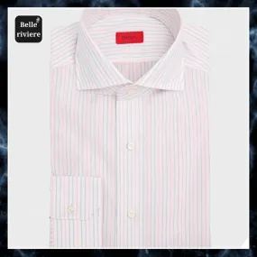 ISAIA  |Stripes Long Sleeves Cotton Shirts