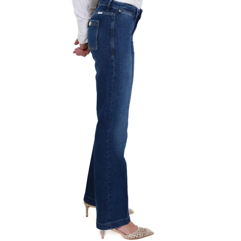 JEANS BOOT CUT IN DENIM STRETCH, BLU