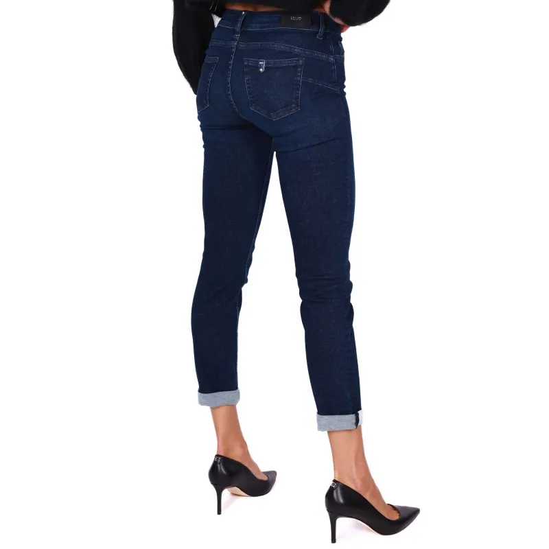 JEANS SKINNY CON BOTTONI GIOIELLO, BLU