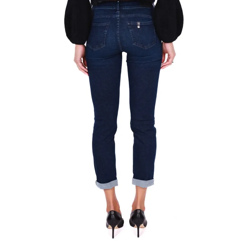 JEANS SKINNY CON BOTTONI GIOIELLO, BLU