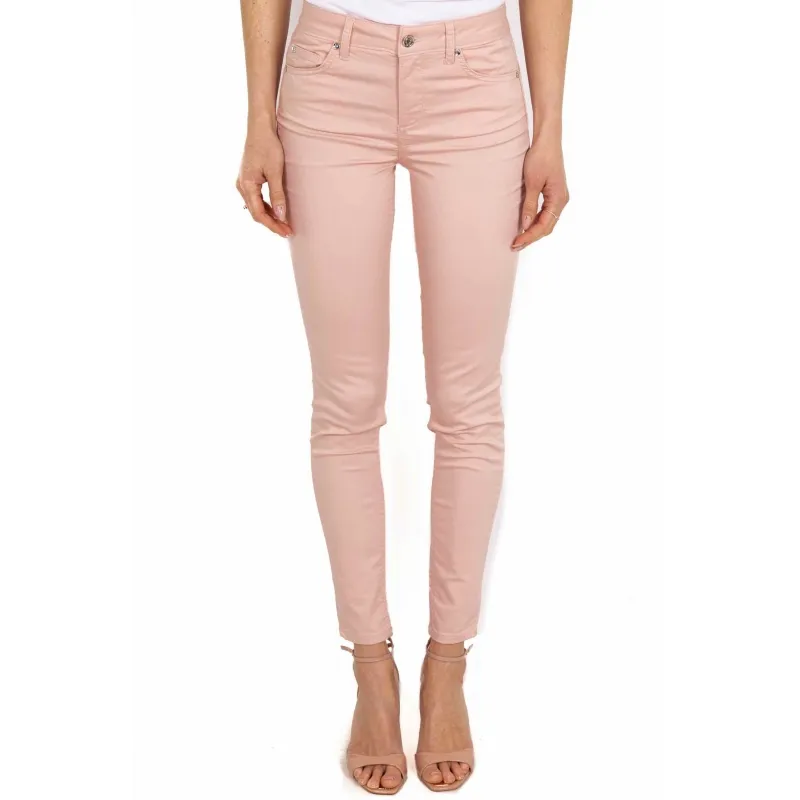 JEANS SKINNY IN POPELINE DI COTONE, ROSA