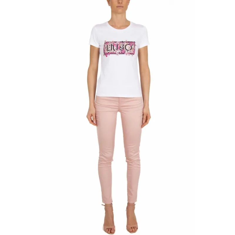 JEANS SKINNY IN POPELINE DI COTONE, ROSA