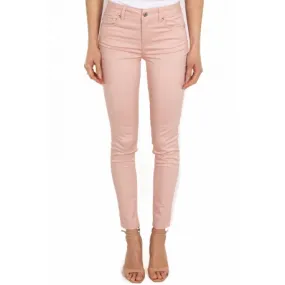 JEANS SKINNY IN POPELINE DI COTONE, ROSA