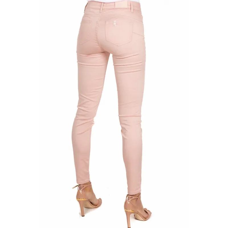 JEANS SKINNY IN POPELINE DI COTONE, ROSA