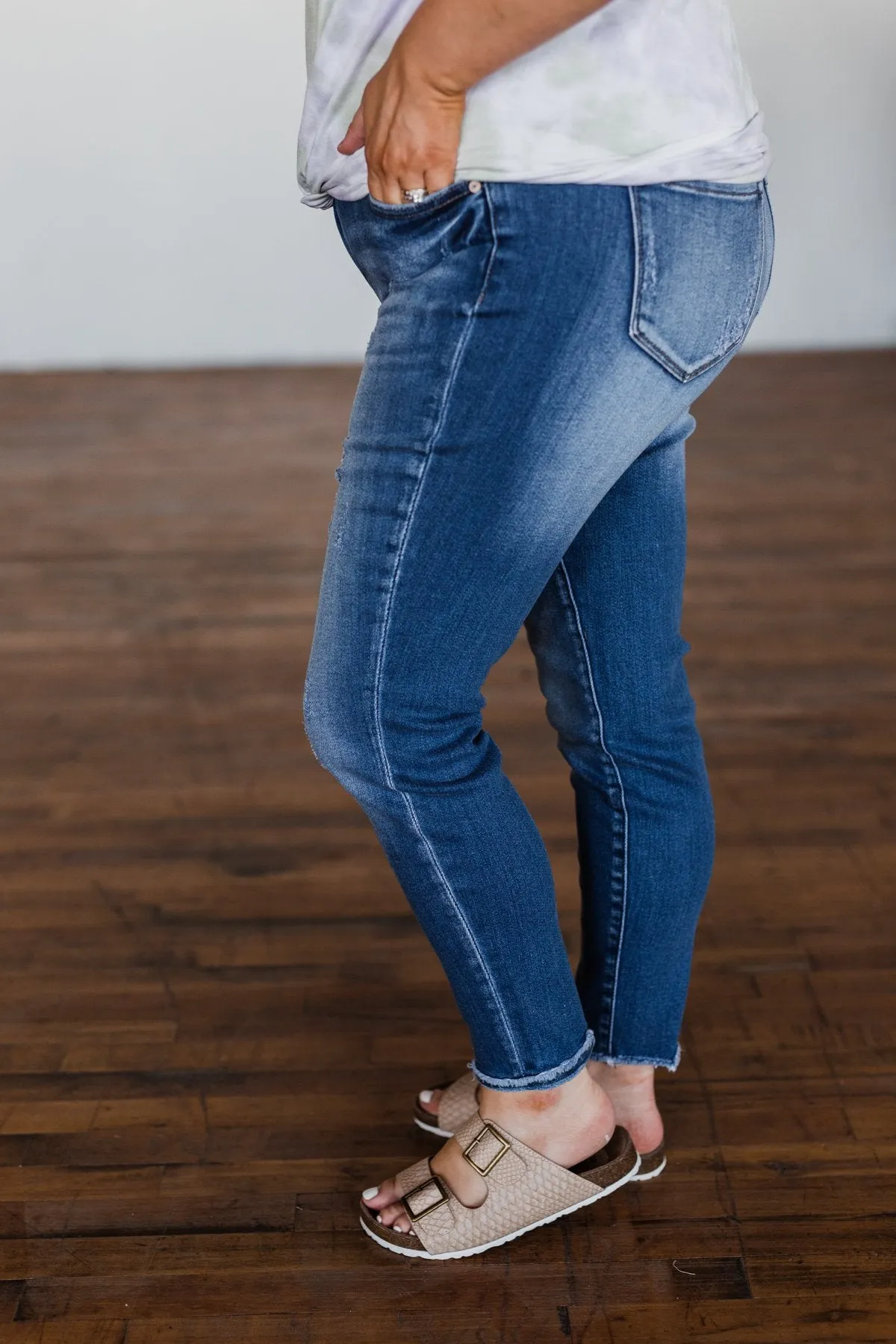 KanCan Raw Hem Jeans- Jerri Wash