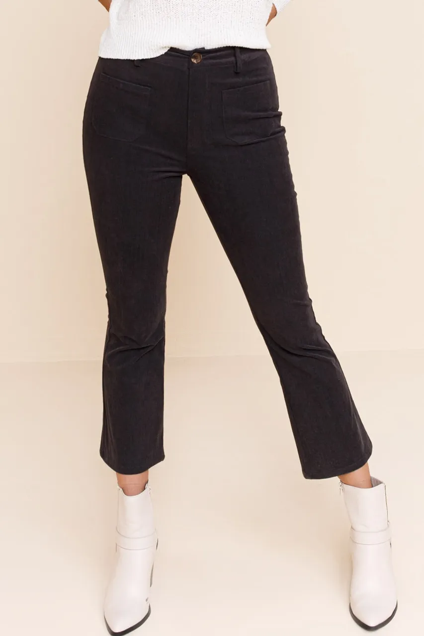 Kira High Waist Kick Cropped Corduroy Pants