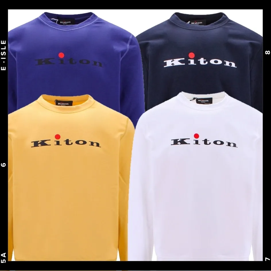 Kiton  |Long Sleeves Cotton Logo Sweatshirts