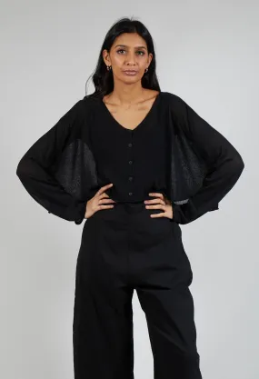 Lightweight Cropped Cardigan in Black