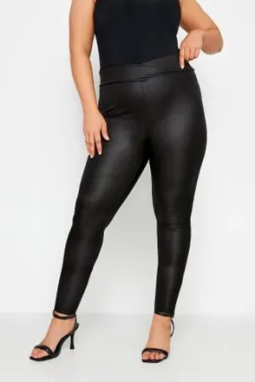 LIMITED COLLECTION Curve Black Faux Leather Wrap Waist Leggings