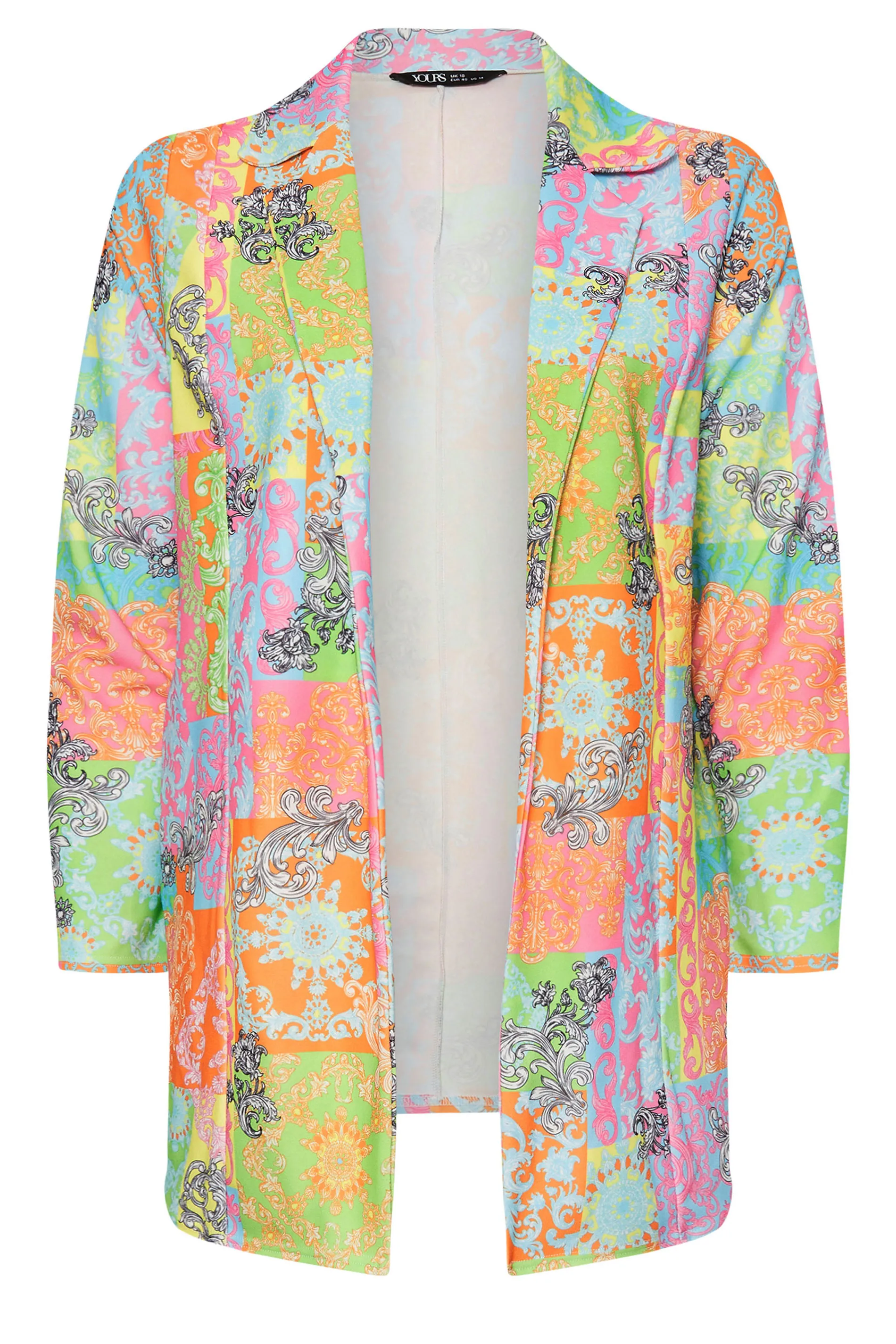 LIMITED COLLECTION Curve Green & Orange Scarf Print Blazer