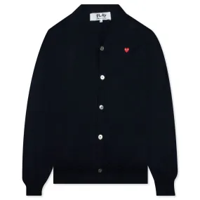 Little Red Heart Cardigan - Navy