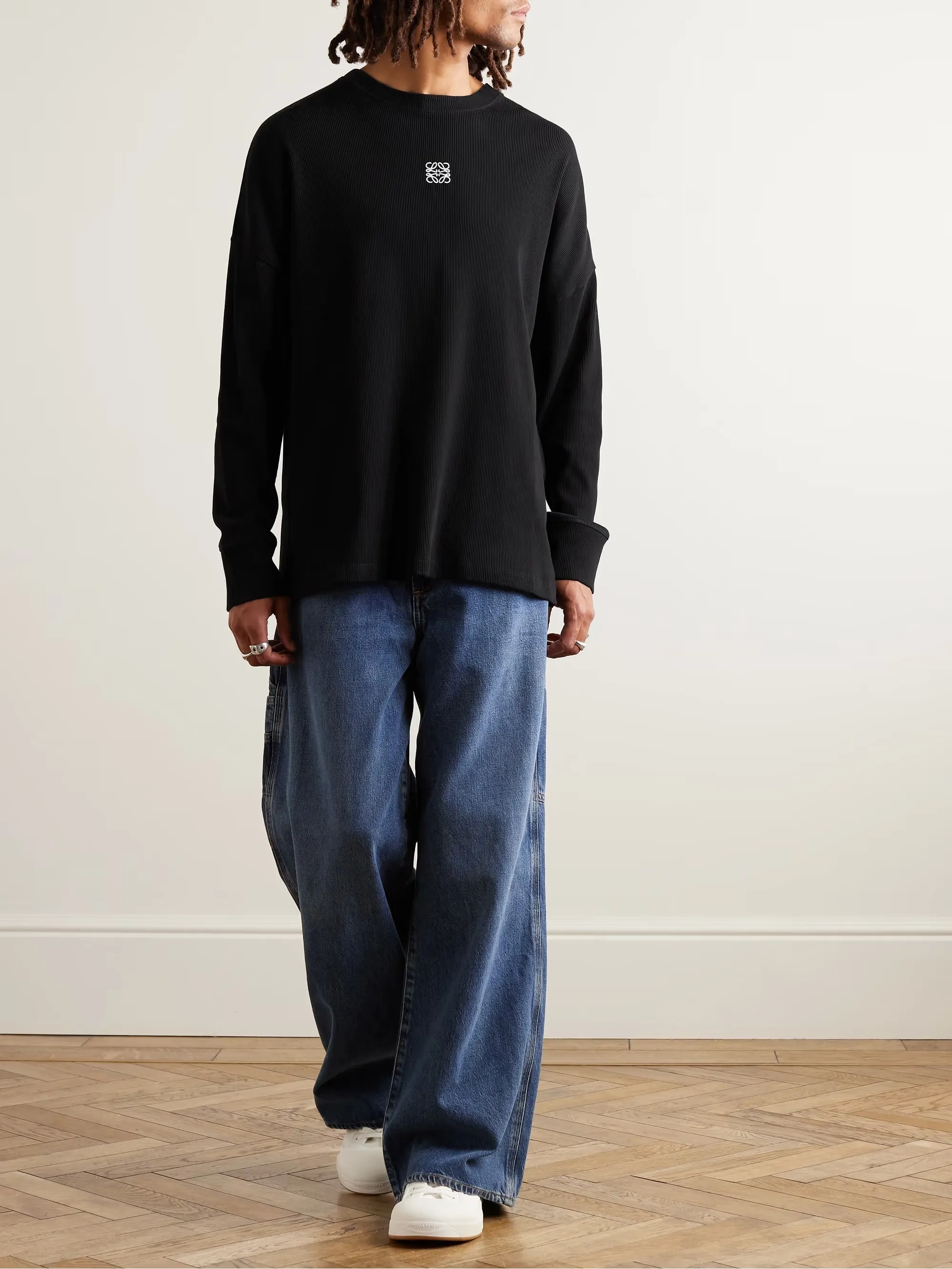 LOEWE  |Crew Neck Pullovers Unisex Long Sleeves Plain Cotton