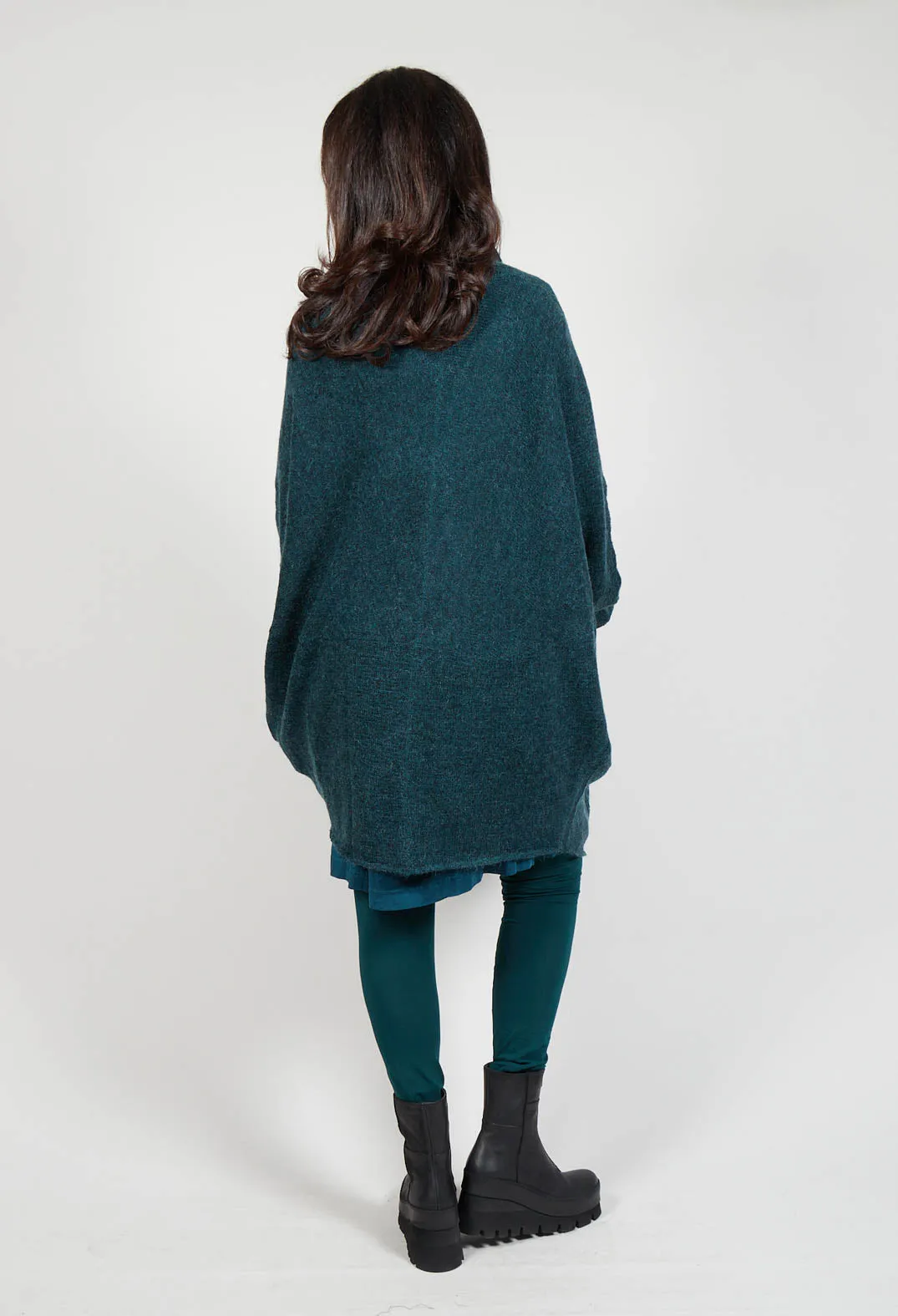 Longline Knitted Cardigan in Forest