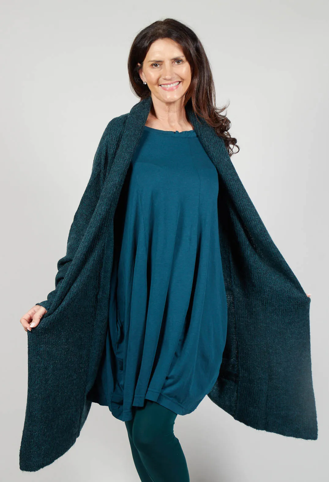 Longline Knitted Cardigan in Forest