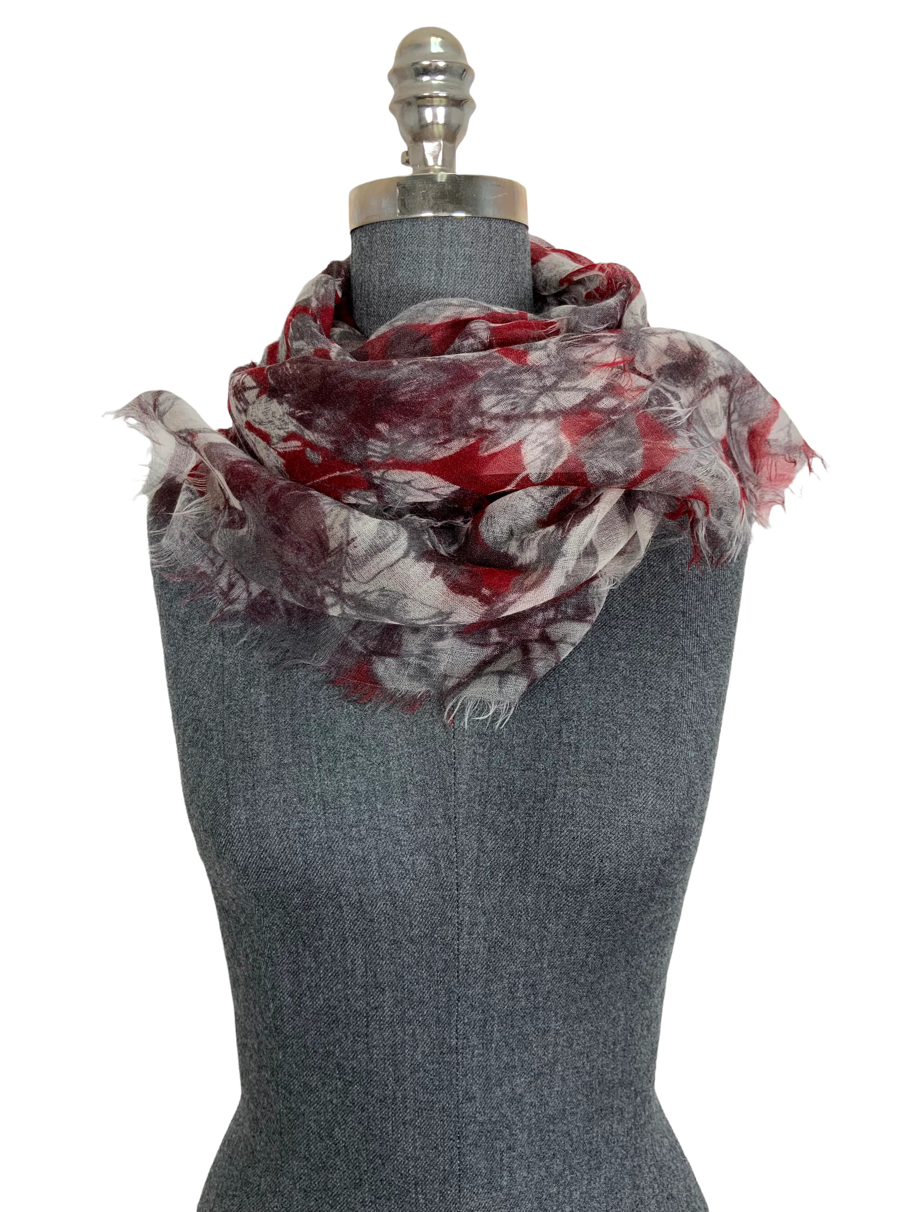 Loro Piana Floral Cashmere Fringe Trim Oblong Scarf