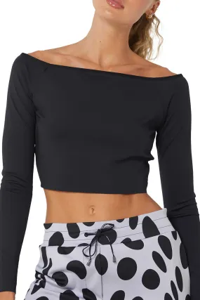 LUX AURA OFF THE SHOULDER CROP TOP