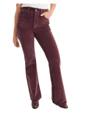 MADEWELL Womens Burgundy Zippered Pocketed Flare Leg High Waist Pants