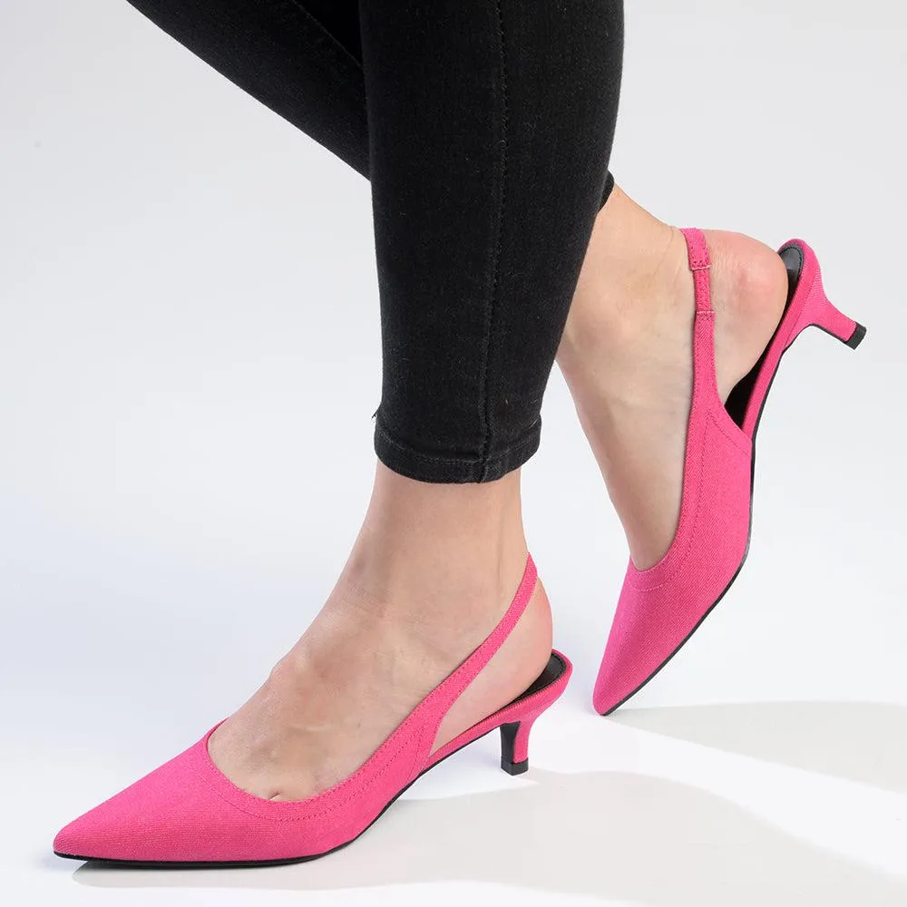 Madison Paige Kitten Slingback Heels - Pink