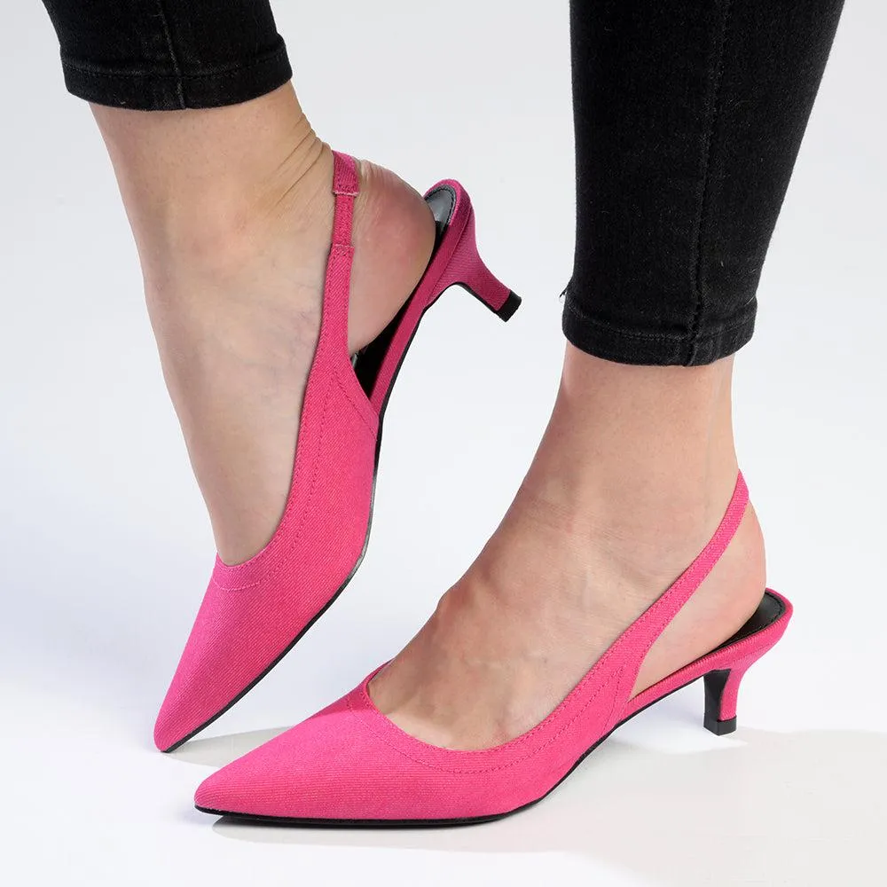 Madison Paige Kitten Slingback Heels - Pink