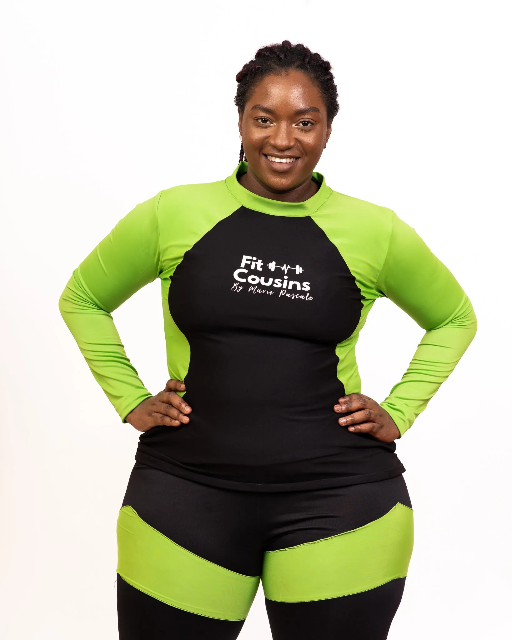 Marie's Daring Green Long Sleeves Workout Wear for Women - TOP ONLY