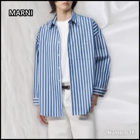 MARNI  |Stripes Street Style Long Sleeves Plain Logo Designers