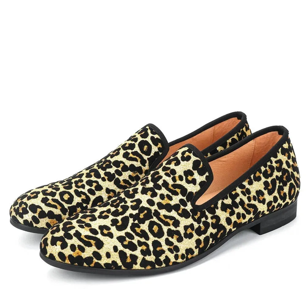 Men's Autumn Casual Leopard Printed Pattern Slip-On Closure Loafers