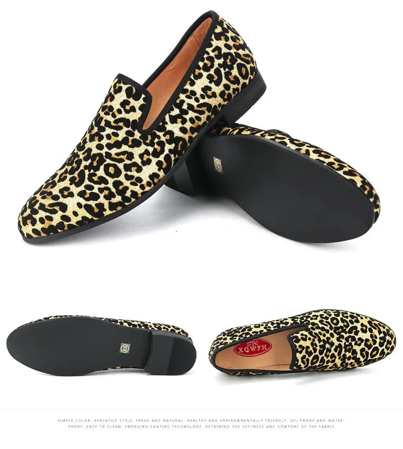 Men's Autumn Casual Leopard Printed Pattern Slip-On Closure Loafers