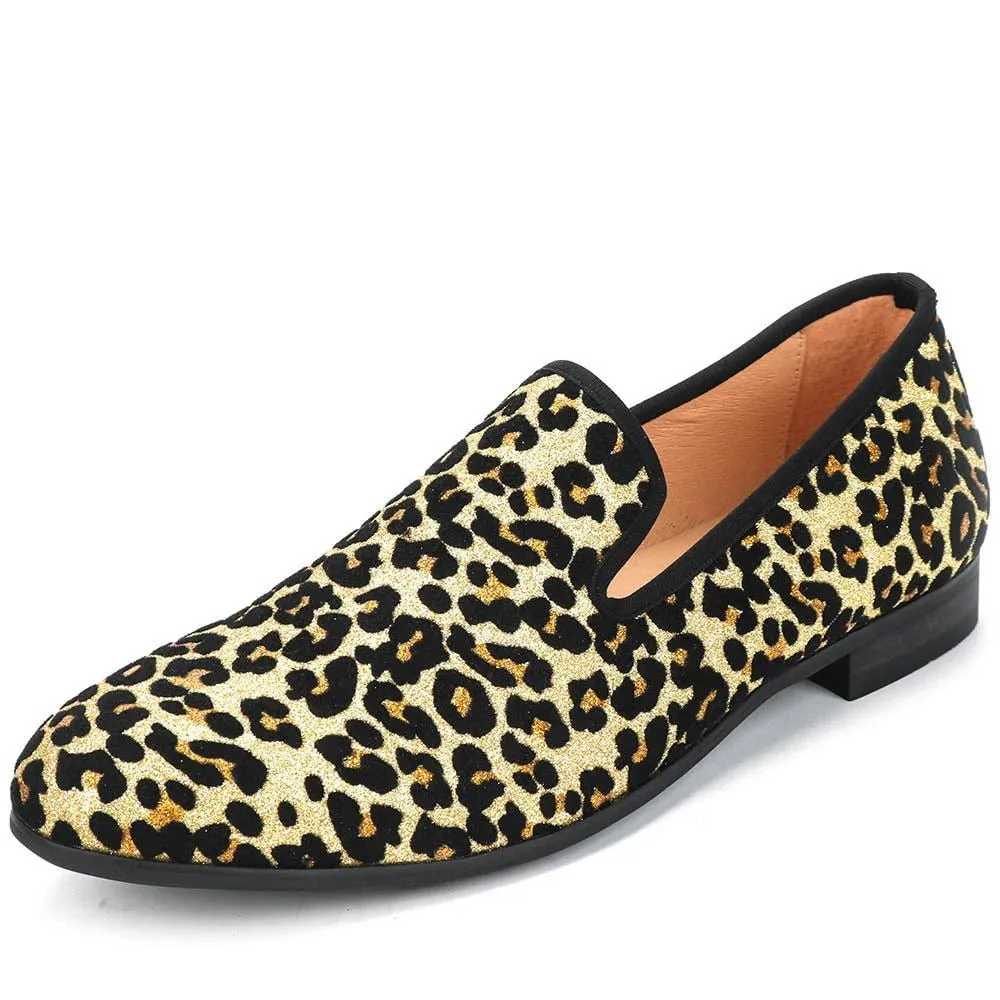 Men's Autumn Casual Leopard Printed Pattern Slip-On Closure Loafers