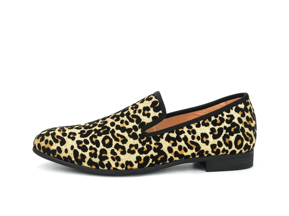 Men's Autumn Casual Leopard Printed Pattern Slip-On Closure Loafers