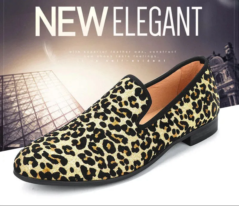 Men's Autumn Casual Leopard Printed Pattern Slip-On Closure Loafers