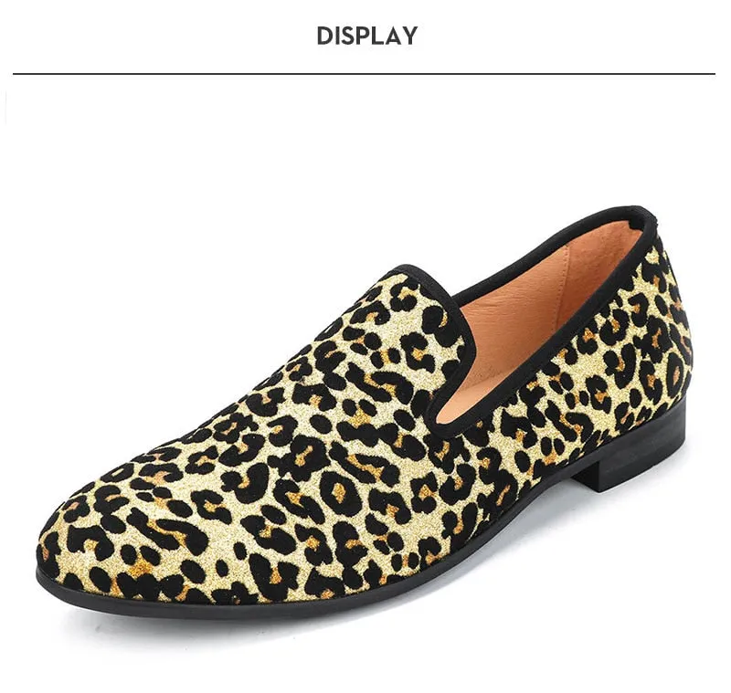 Men's Autumn Casual Leopard Printed Pattern Slip-On Closure Loafers