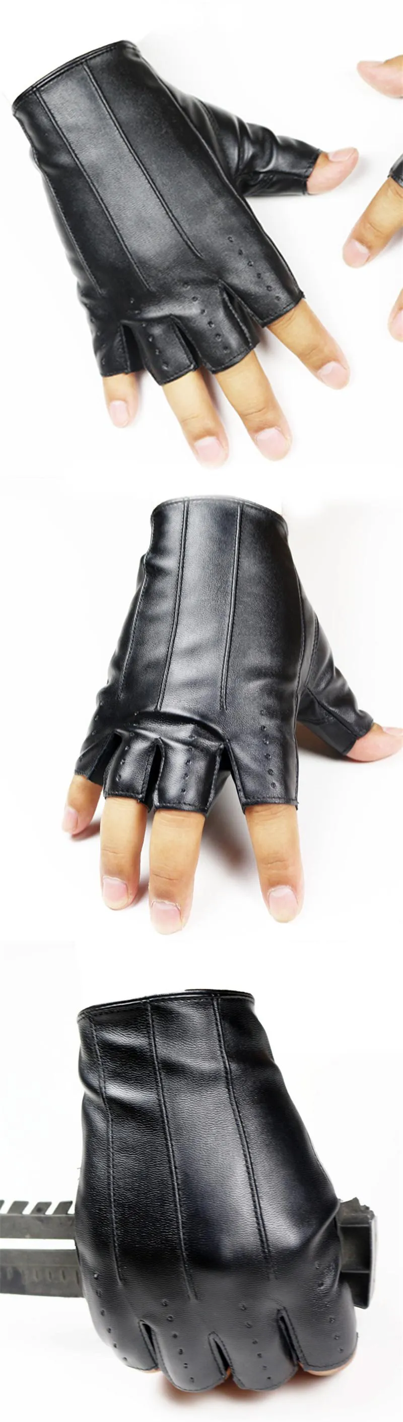 Men's Cool Fashion Non-slip Half-Finger Synthetic Leather Sport Gloves