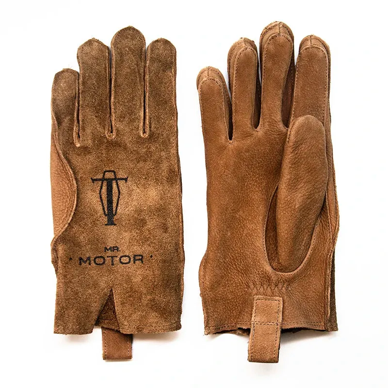 Men's Retro Punk Frosted Cowhide Leather Riding Sports Motorcycle Gloves