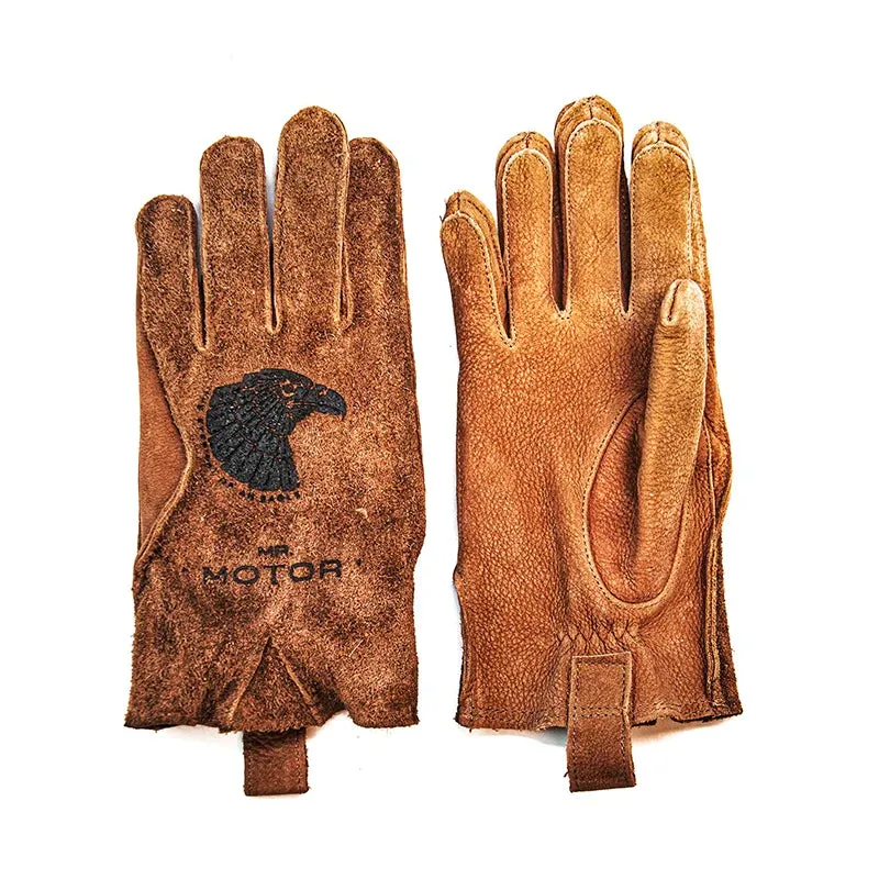 Men's Retro Punk Frosted Cowhide Leather Riding Sports Motorcycle Gloves