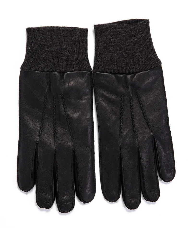 Men's Winter Warm Genuine Sheepskin Leather Windproof Driving Gloves