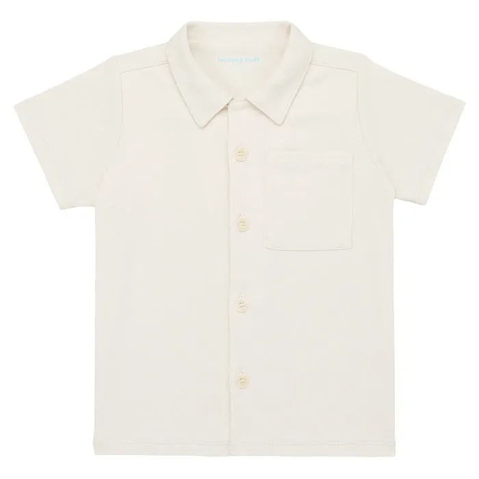 Misha & Puff Child Button Down Top Marzipan Cream