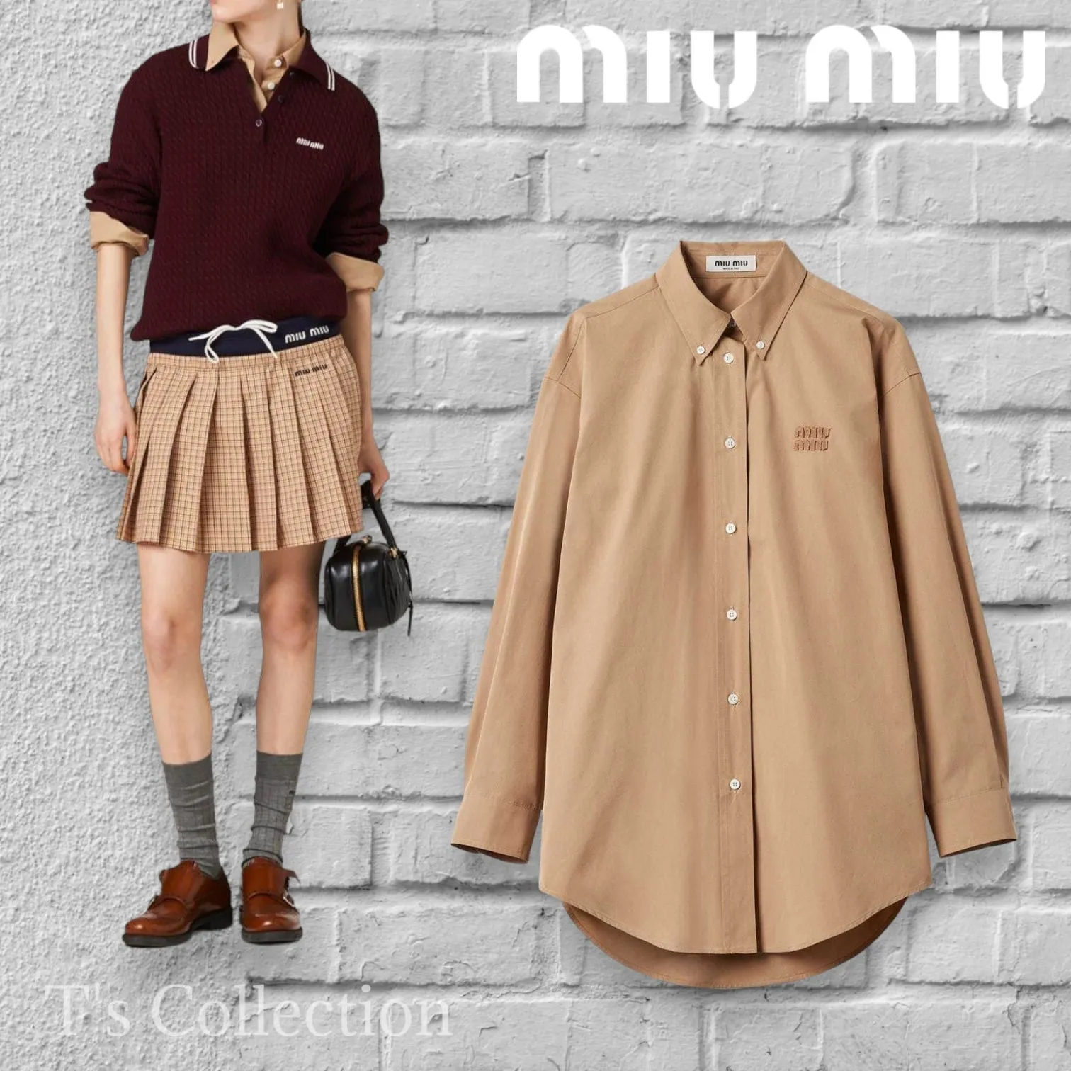 MiuMiu  |Long Sleeves Logo Shirts & Blouses