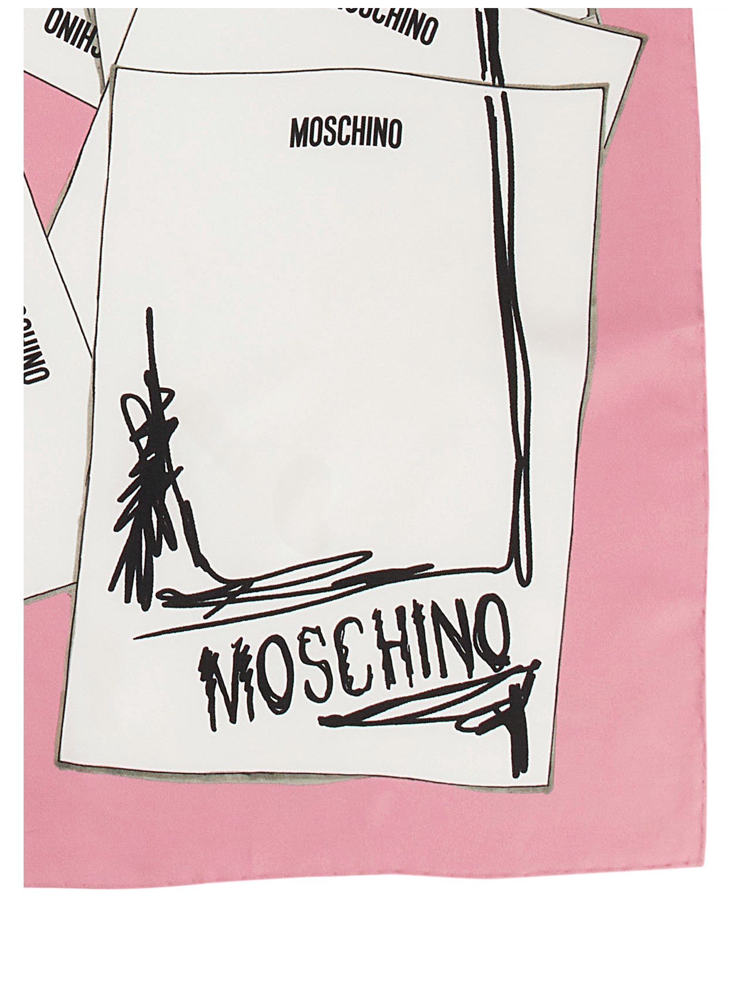 MOSCHINO    SILK SCARF WITH SARTORIAL TEDDY BEAR PRINT